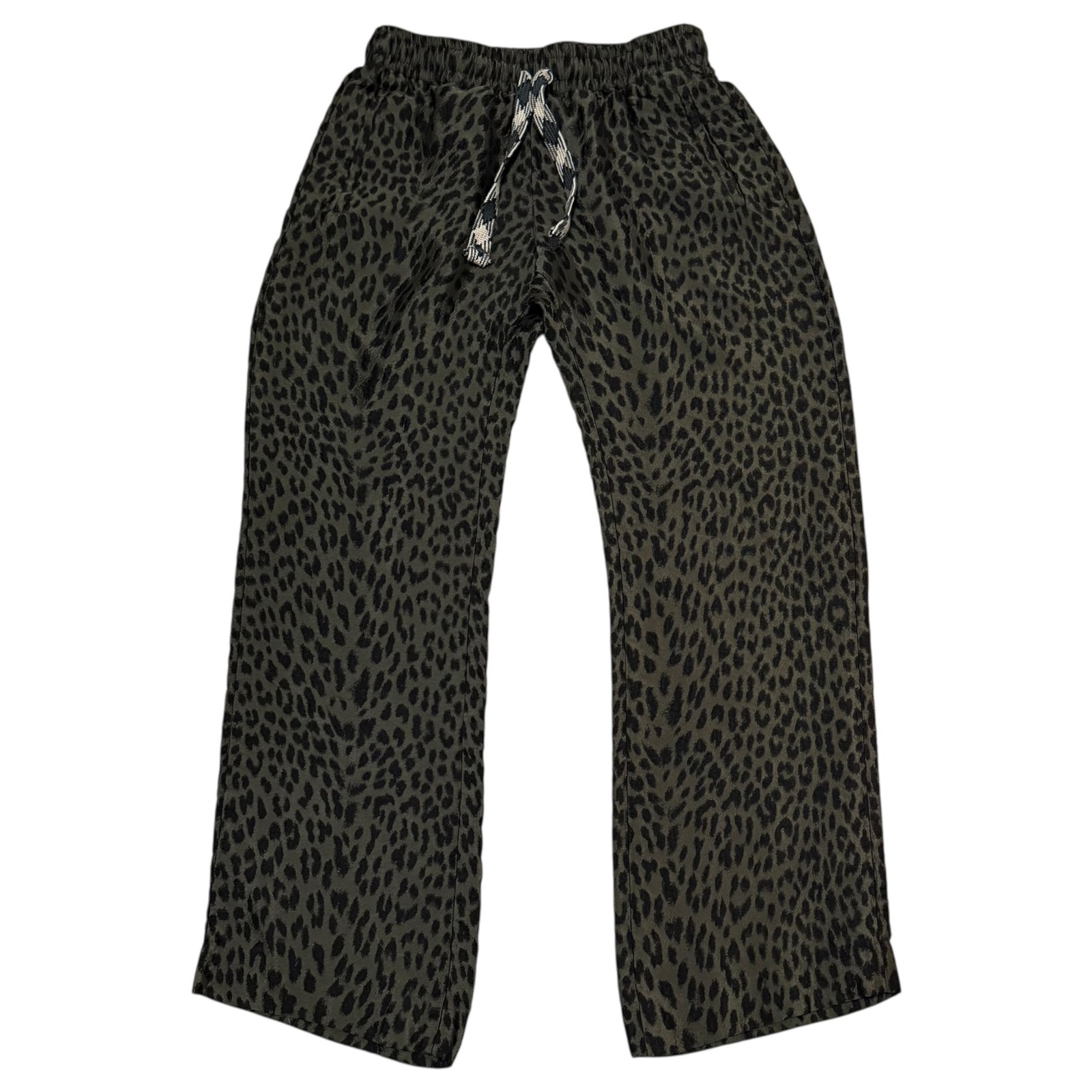 Zadig & Voltaire Pomy Jac Leo Track Pants Leopard Print Jacquard Green Black 34